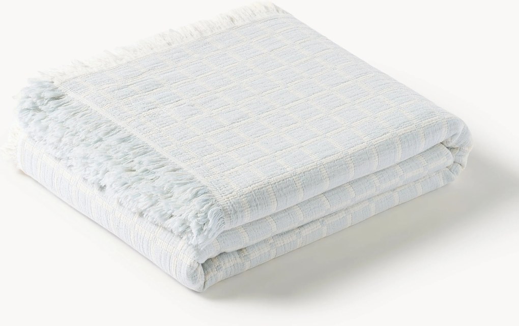 Gewassen mousseline bedsprei Ronia met franjes
