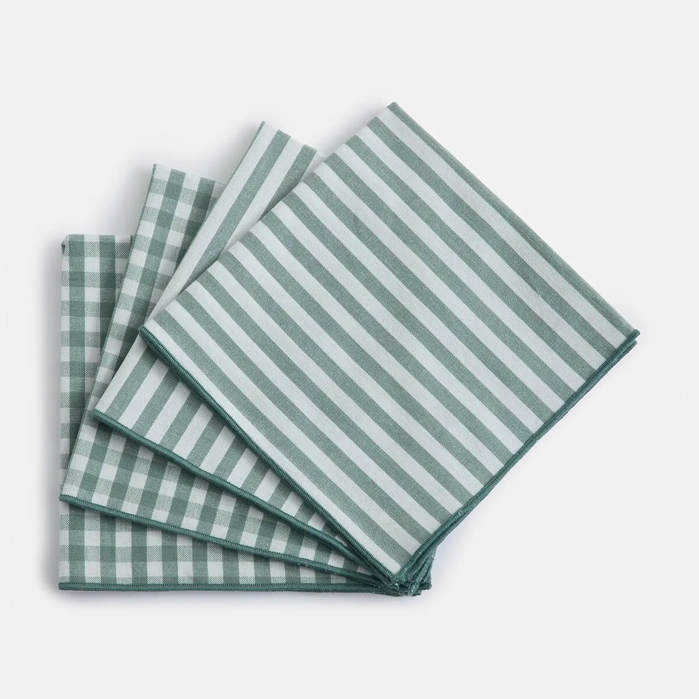 Set van 4 servetten, 30% gerecycled katoen, geweven-geverfd, SOIZIC