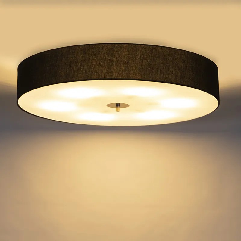 Landelijke plafondlamp zwart 70 cm - Drum