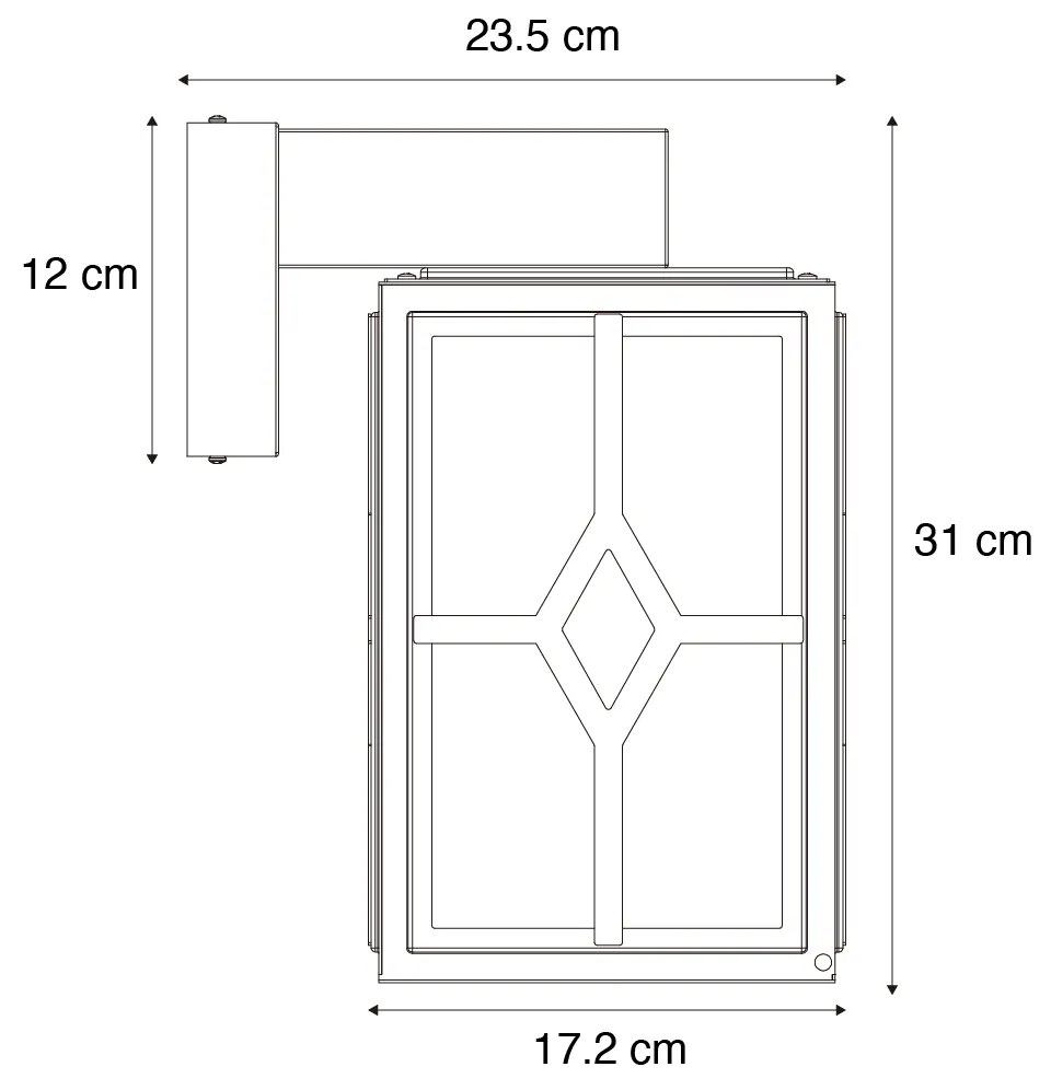 Klassieke buiten wandlamp zwart IP44 - Dover Klassiek / Antiek E27 IP44 Buitenverlichting vierkant