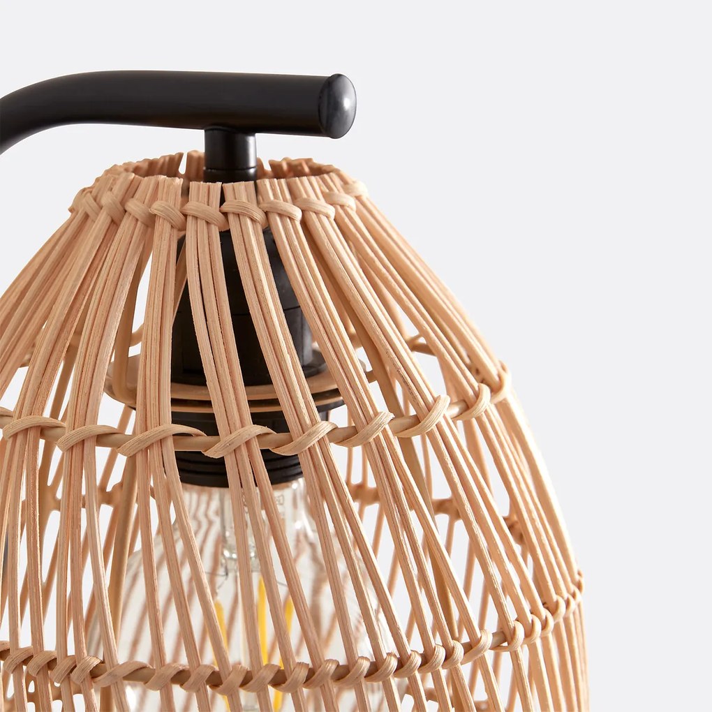 Wandlamp in metaal en rotan, Dankia