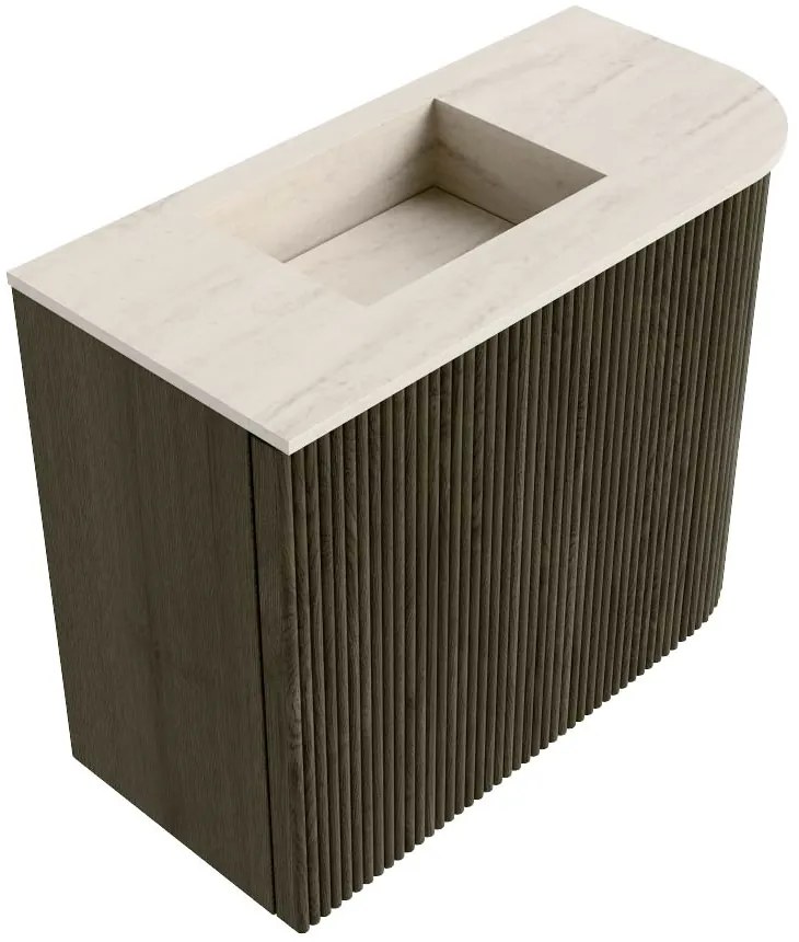 Mondiaz Joya DLux 50cm toiletmeubel ronding rechts shadow met wastafel faye links zonder kraangat meli