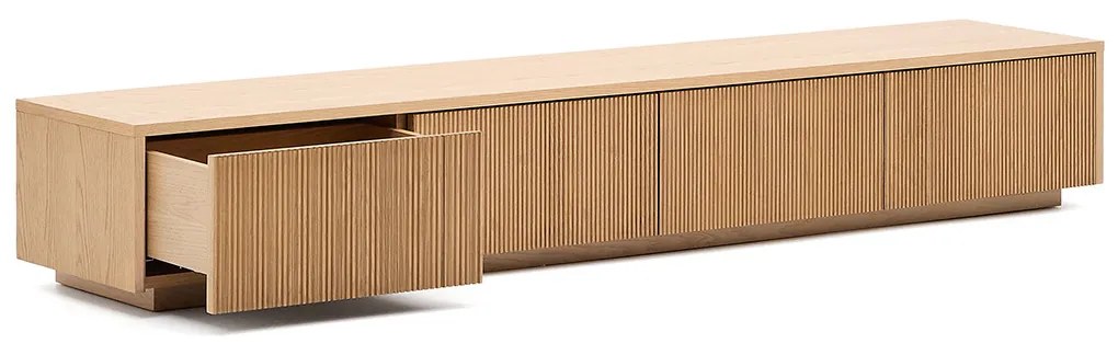 Kave Home Helvine Laag Tv-meubel Eiken Met Ribbels - 200x40x30cm.