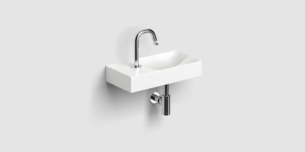 Clou Vale keramische fontein 38cm met kraangat links wit mat