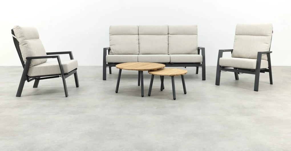 Lagos/Mindo verstelbare 5-zits stoel-bank loungeset - antraciet