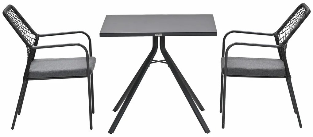 Garden Impressions Ross tuinset zwart 3-delig - Rimini tuintafel 80x80 cm
