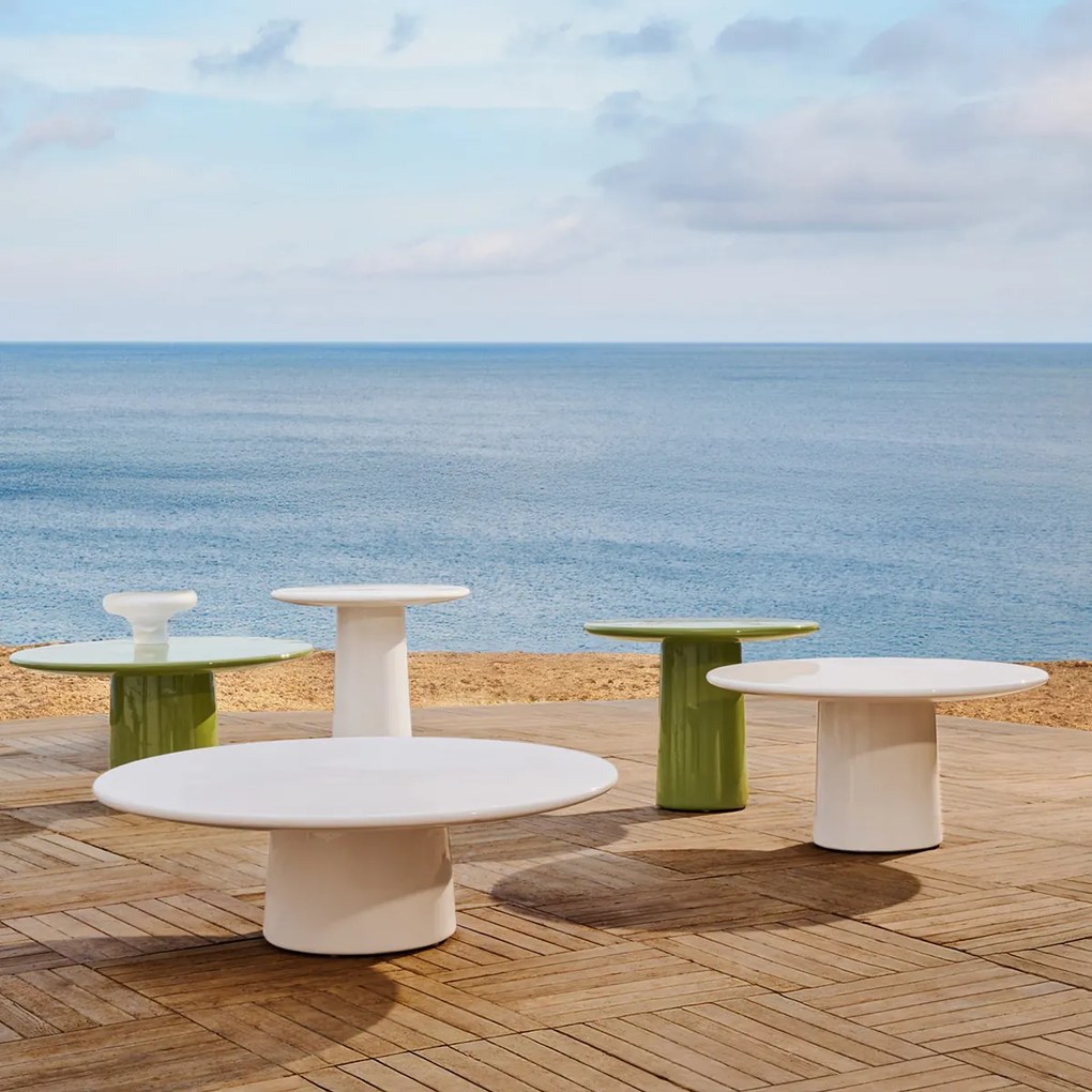 Kave Home Albanella Witte Salontafel Glanzend Cement 65 Cm - 65 X 65cm.