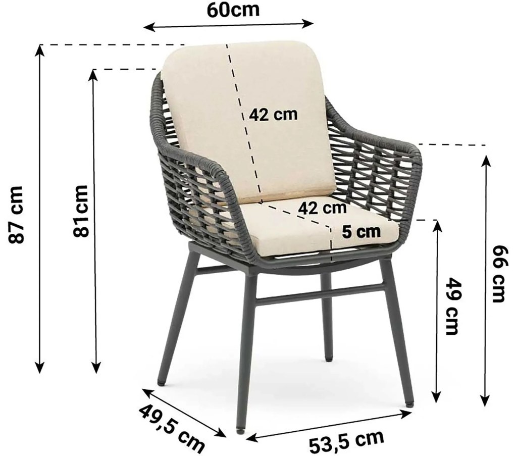 Tuinstoel Aluminium/rope Grijs-antraciet Coco Antoni