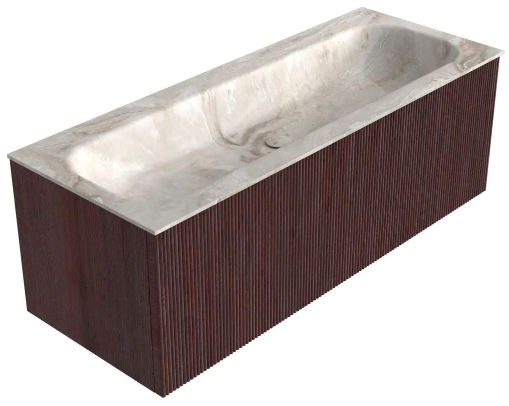 Mondiaz Kurve-dlux 120cm badmeubel ruby met 1 lade en wastafel big large midden zonder kraangat frappe