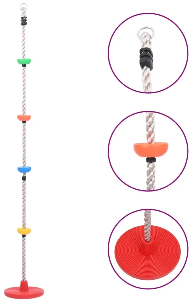 vidaXL Schommelklimtouw met plateaus en schijf 200 cm