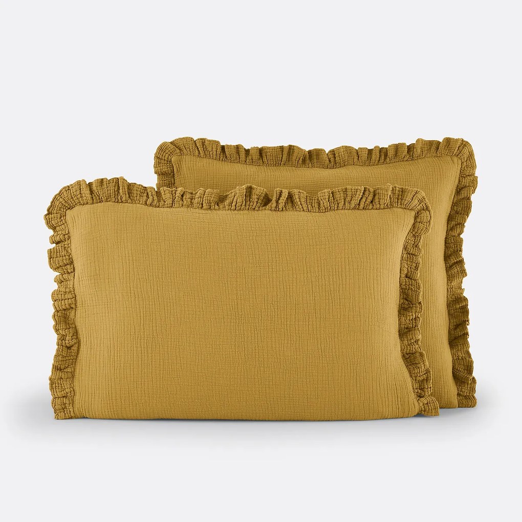 Effen kussensloop in tetra, met volant, Kumla