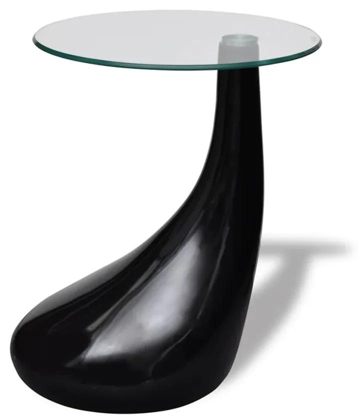 vidaXL Salontafel met rond glazen tafelblad hoogglans zwart