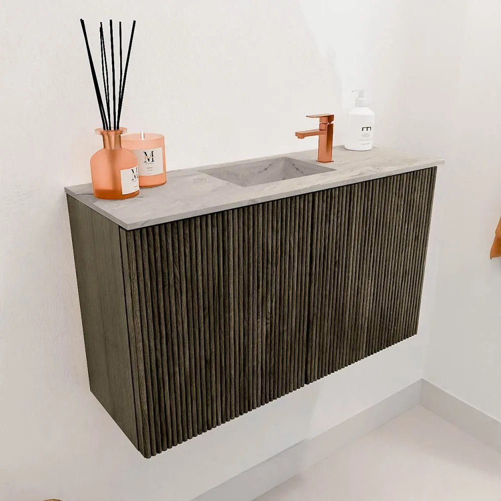 Mondiaz Joya DLux 70cm toiletmeubel shadow met wastafel faye midden 1 kraangat glace