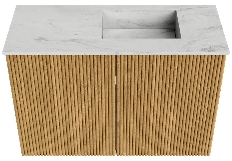 Mondiaz Joya DLux 60cm toiletmeubel oak met wastafel faye rechts 1 kraangat opalo