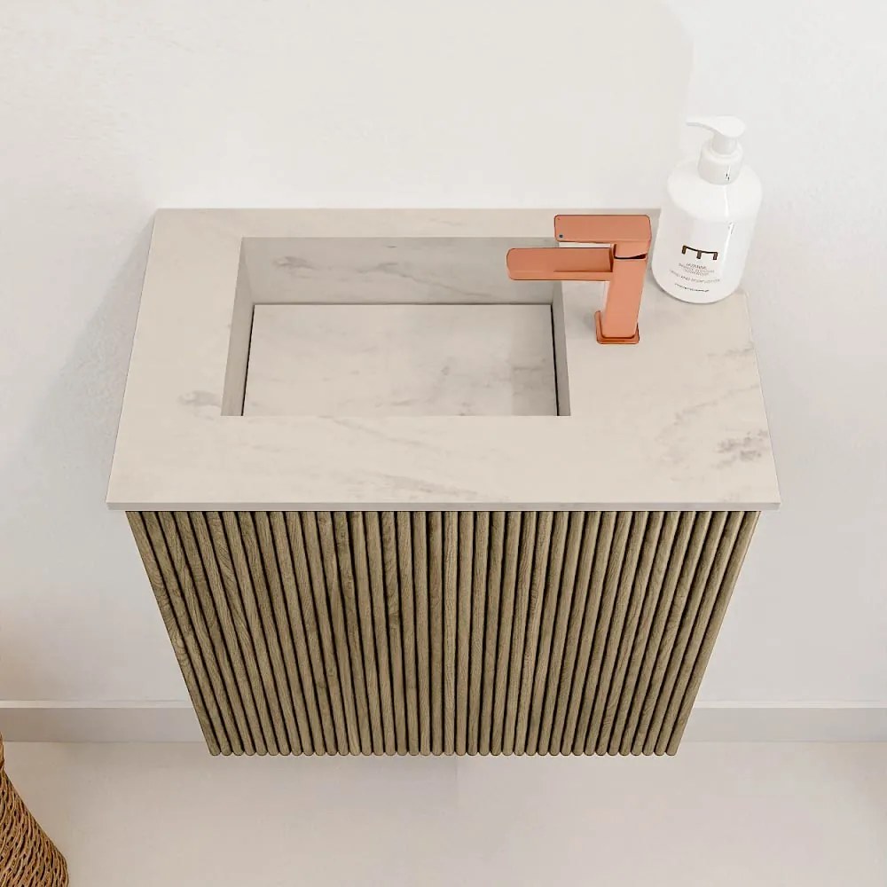 Mondiaz Joya DLux 40cm toiletmeubel dusk met wastafel faye links 1 kraangat opalo
