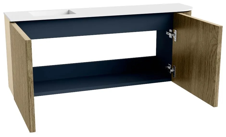 Mondiaz Joya 100cm toiletmeubel ronding rechts dusk met wastafel faye links 1 kraangat talc