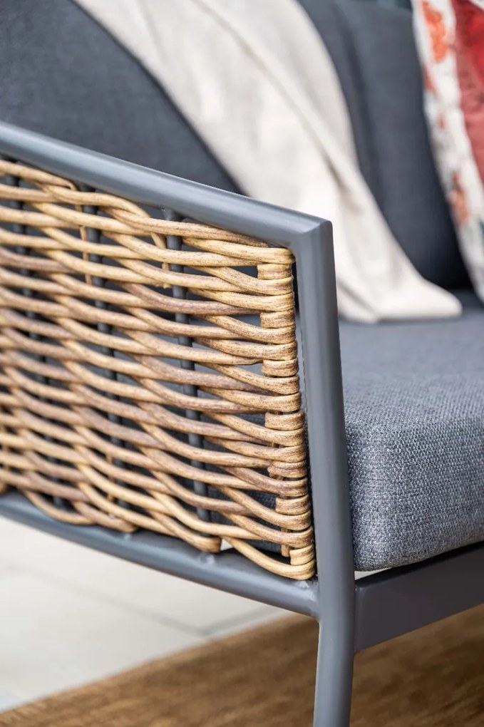 GI Bali loungeset (4-delig) - Naturel Rotan/Carbon Black