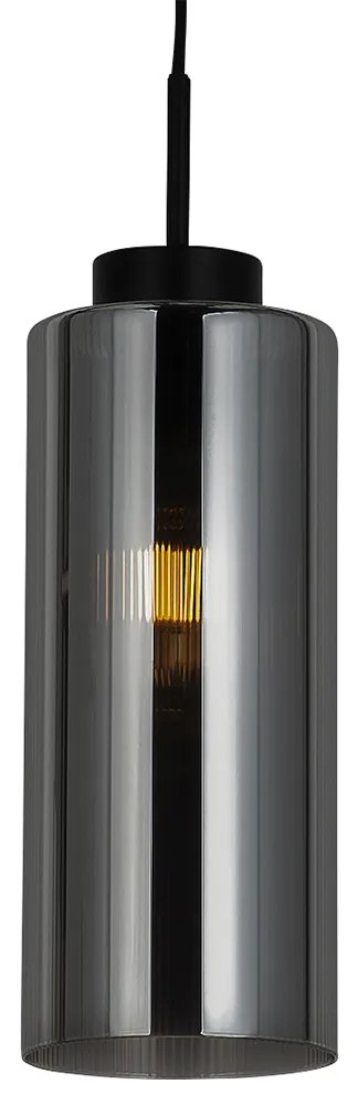 Smart hanglamp zwart met smoke glas incl. Wifi ST64 - Laura