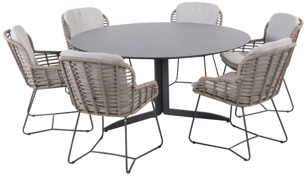 4 Seasons Outdoor Lugano dining set pure met Embrace tafel HPL blad Ø 160 cm * Sale *  Tuinset    antraciet weerbestendig