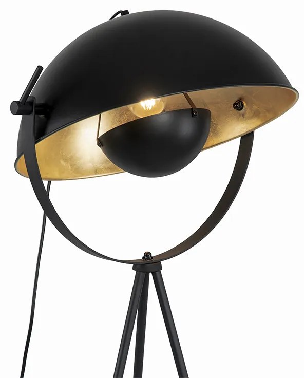 Vloerlamp zwart met goud 42 cm verstelbaar tripod - Magnax