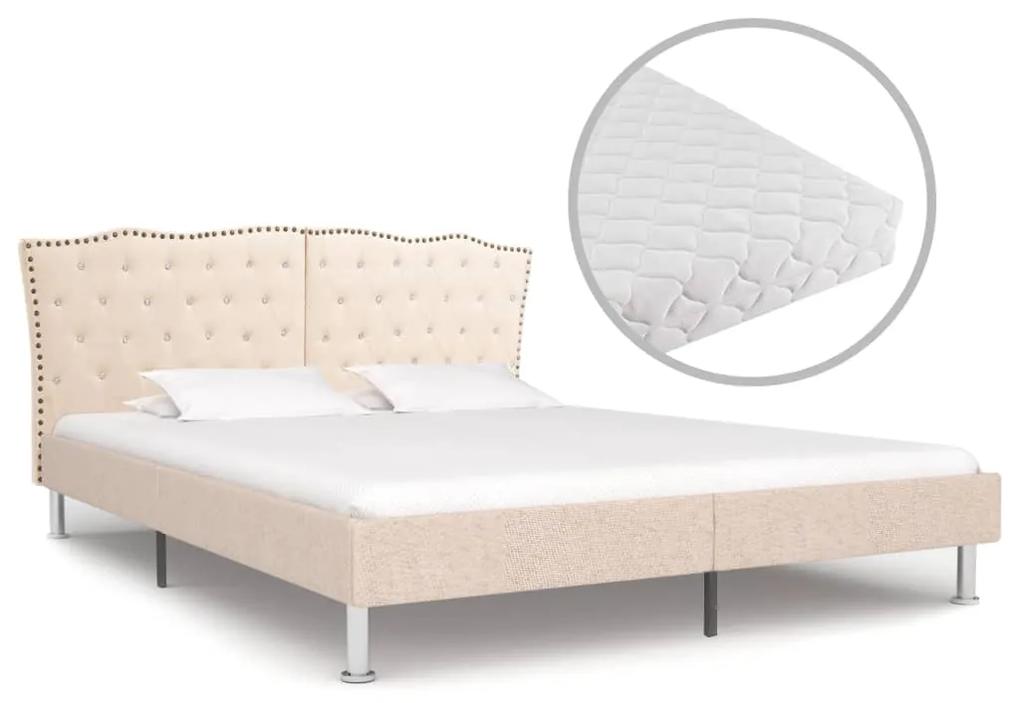 vidaXL Bed met matras stof beige 180x200 cm