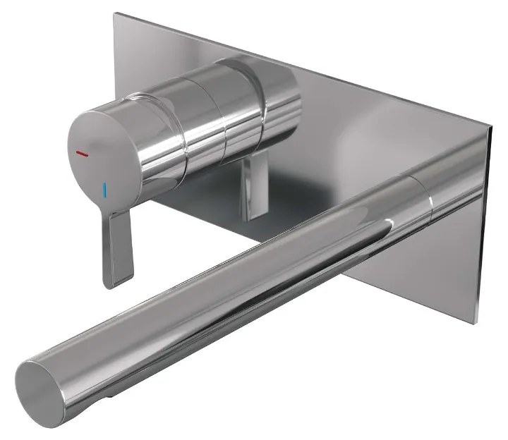 Brauer Chrome Edition ColdStart wastafelkraan inbouw rechte uitloop met achterplaat model E2 chroom