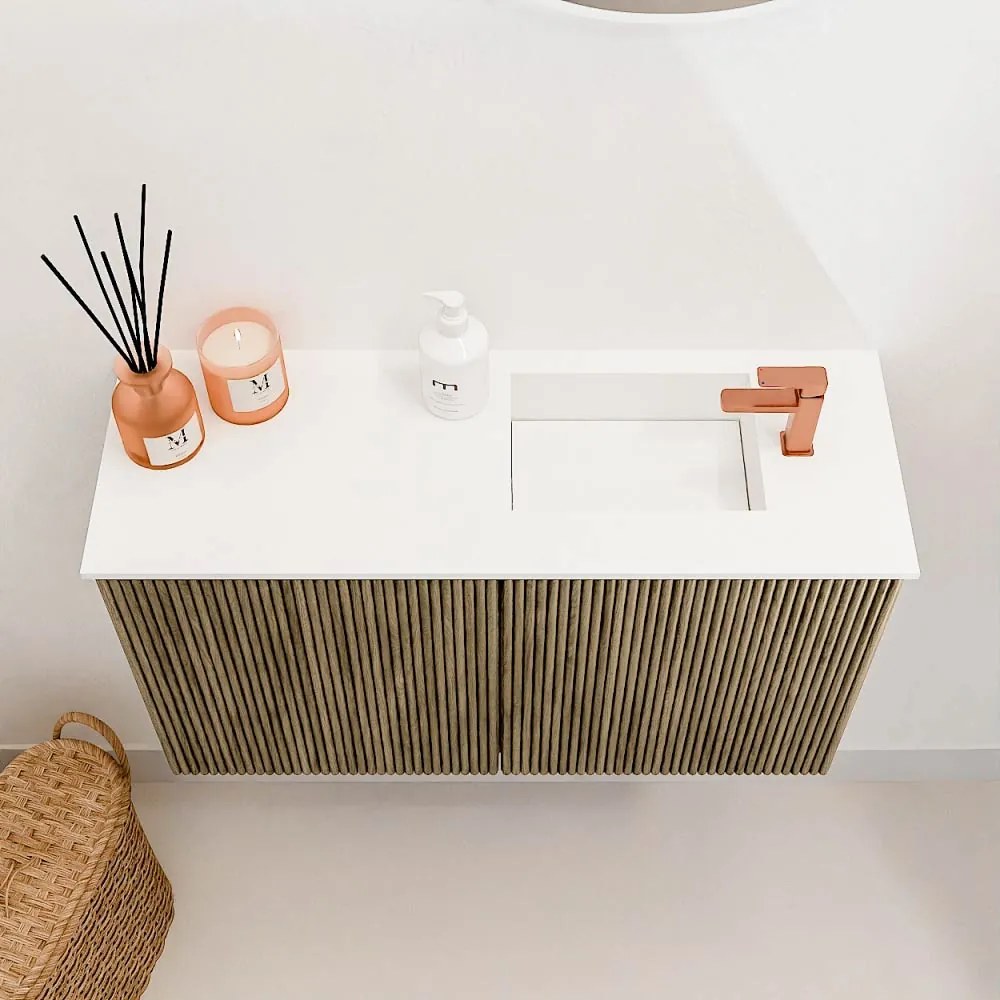 Mondiaz Joya 70cm toiletmeubel dusk met wastafel faye rechts 1 kraangat talc