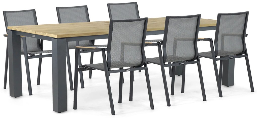 Tuinset 6 personen 240 cm Aluminium/textileen Grijs Lifestyle Garden Furniture Fiora/Riviera