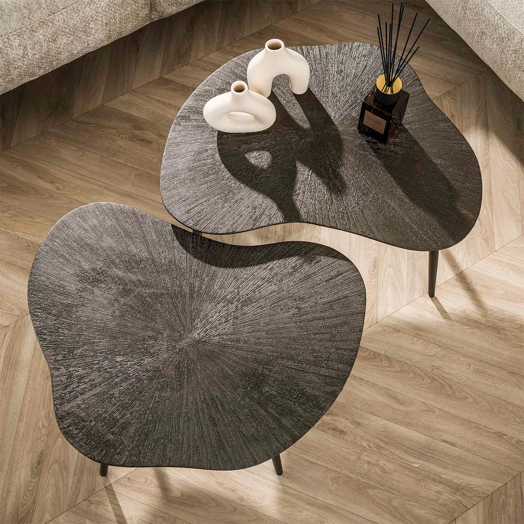 Salontafel Set Organische Vorm Brons - 79 X 59cm.