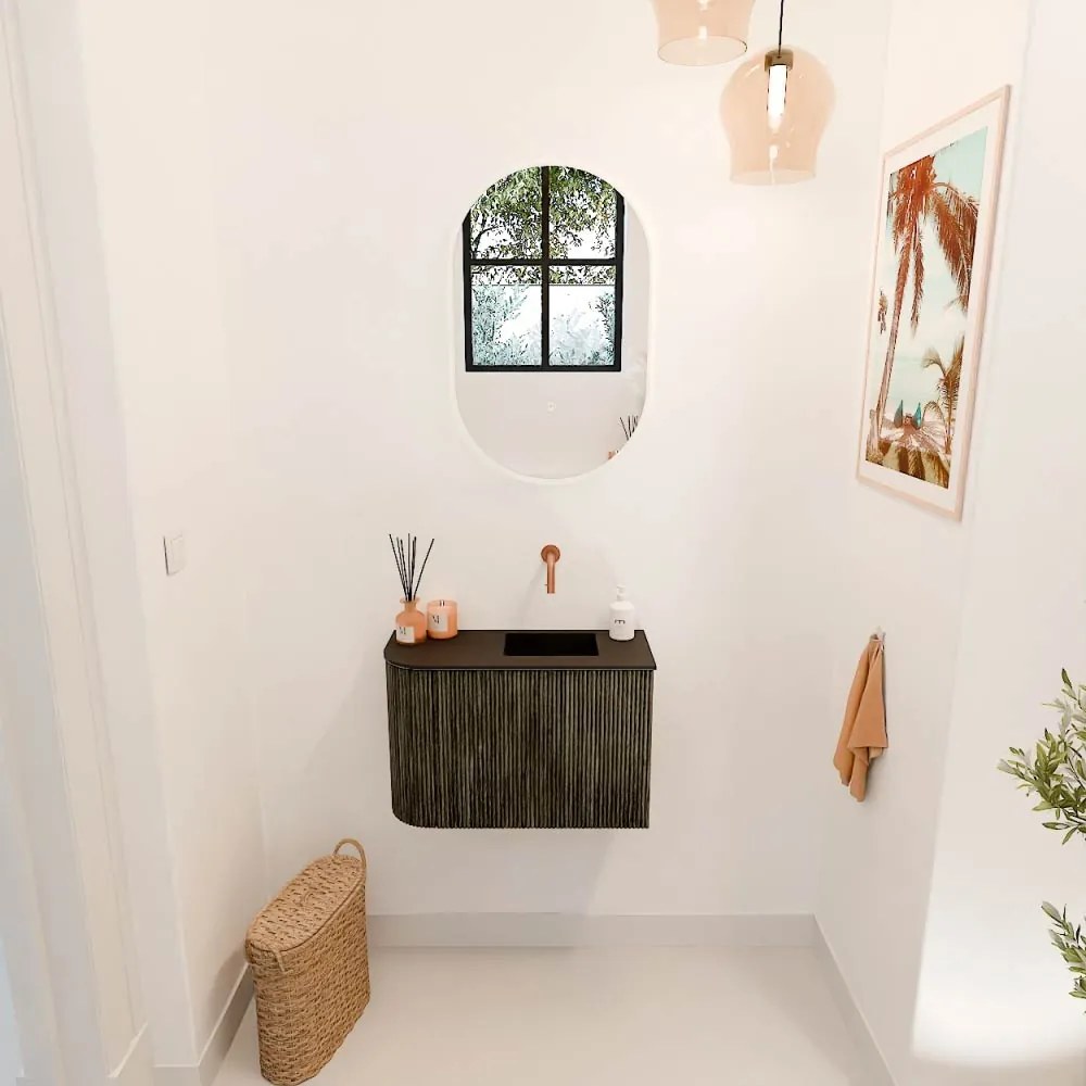 Mondiaz Joya 60cm toiletmeubel ronding links shadow met wastafel faye rechts zonder kraangat urban