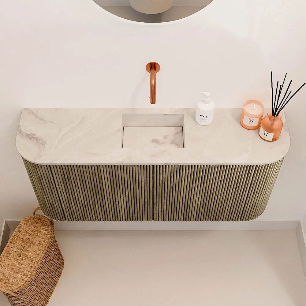 Mondiaz Joya DLux 95cm toiletmeubel ronding links/rechts dusk met wastafel faye midden zonder kraangat frappe