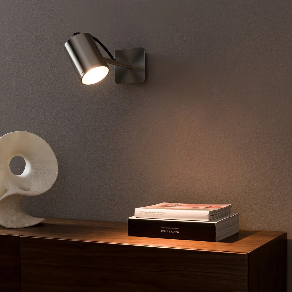 Wandlamp spot, satijnnikkel afwerking, Girevole