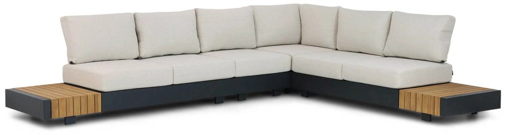 Hoek loungeset 6 personen Aluminium/teak Grijs Santika Furniture Santika