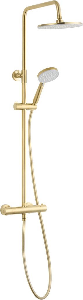 Saqu Eurotrend 225 regendoucheset met 4 straalsoorten Ø23cm geborsteld messing PVD-coating