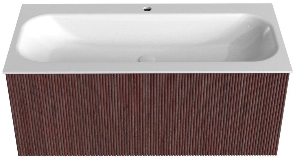 Mondiaz Kurve 100cm badmeubel ruby met 1 lade en wastafel big medium midden 1 kraangat