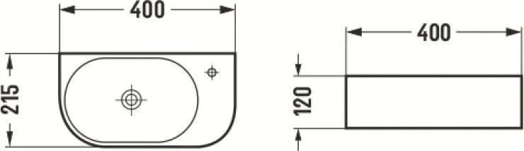 Mexen Viera linker opzetwastafel 40 x 21 cm, wit - 21274000L