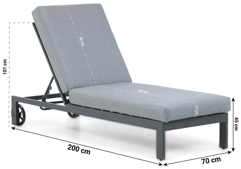 Santika Furniture Santika Mulsanne Lounger Aluminium Grijs