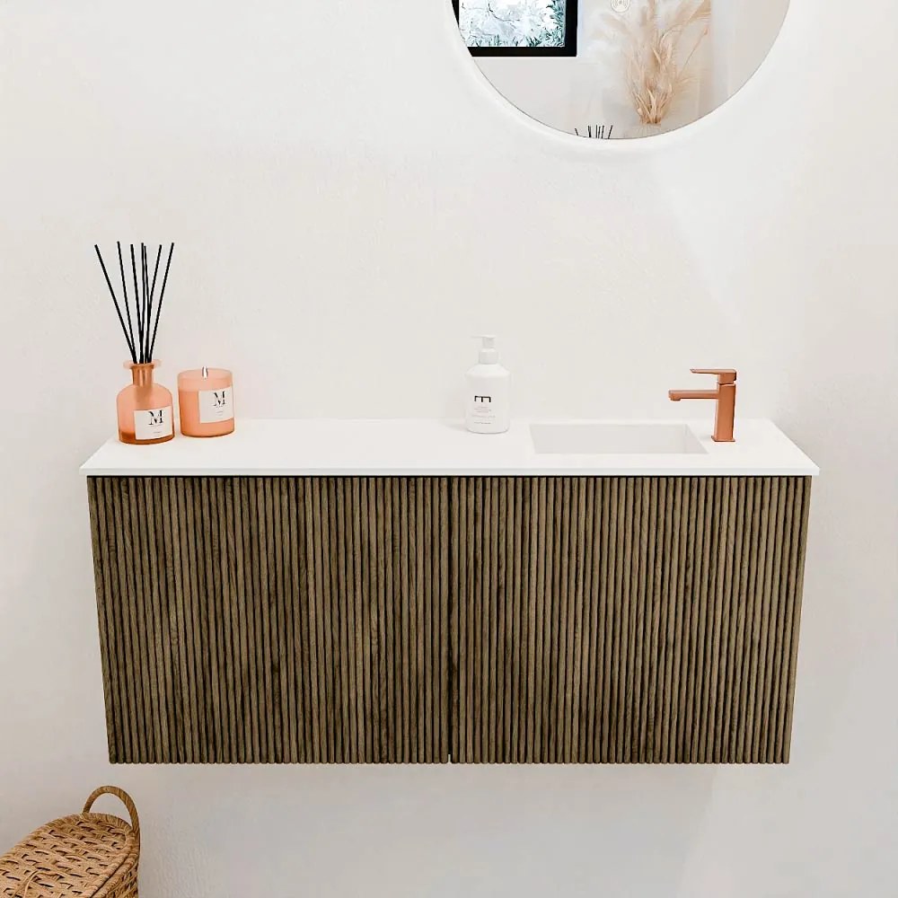Mondiaz Joya 90cm toiletmeubel dusk met wastafel faye rechts 1 kraangat talc