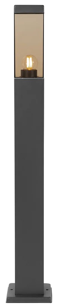 Moderne buitenlamp paal donkergrijs met smoke 80 cm - Malios