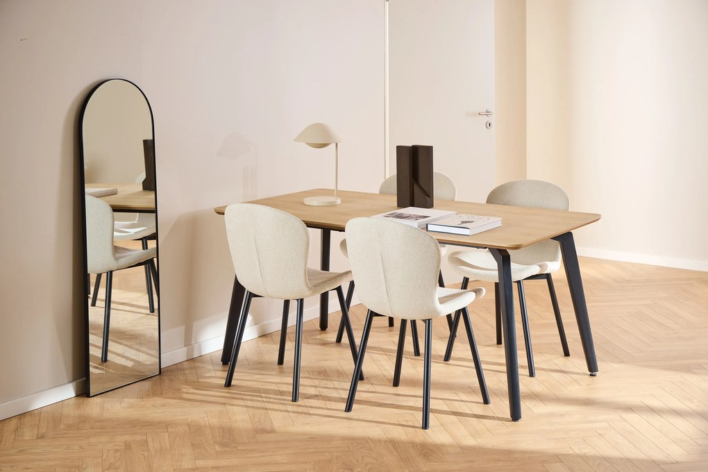 FIORA Beige (stof Apia 453)/zwart frame - MODERNE GESTOFFEERDE STOEL VOOR WOONKAMER/EETKAMER LOFT