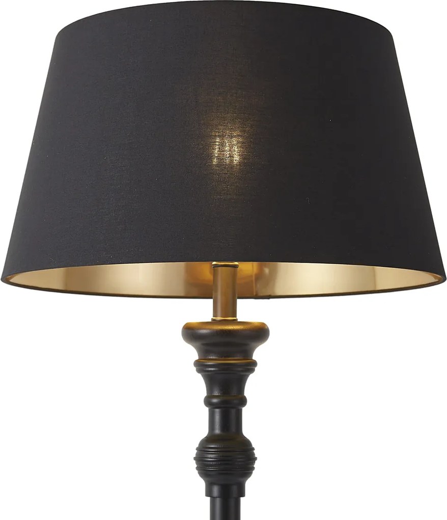 Vloerlamp met 45 cm kap zwart met gouden binnenkant - Classico
