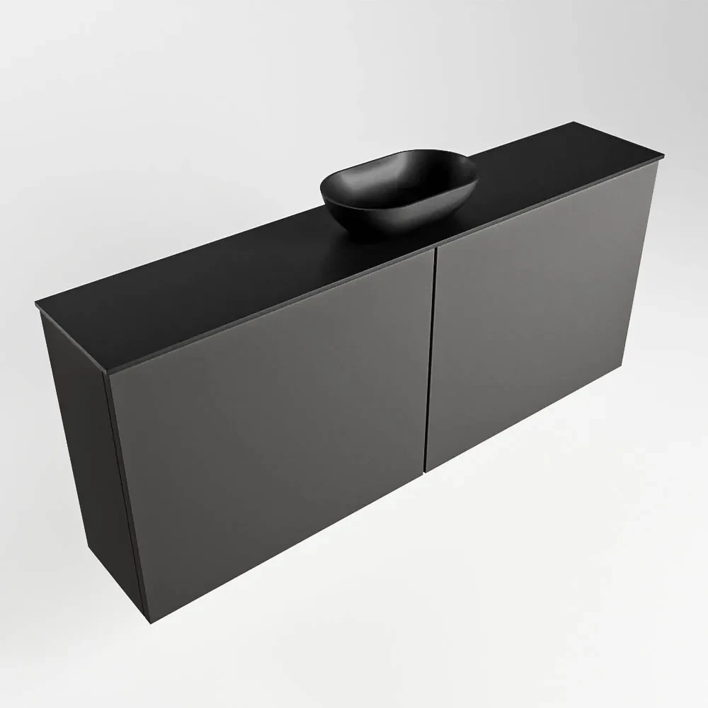 Mondiaz Fowy toiletmeubel 120cm dark grey met zwarte waskom midden en kraangat