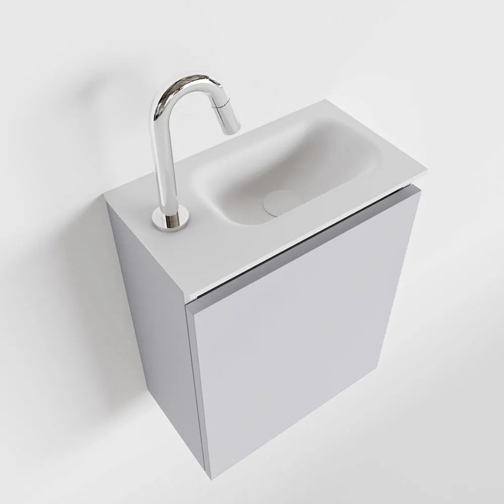 Mondiaz Ture 40cm toiletmeubel cale met wastafel talc rechts 1 kraangat