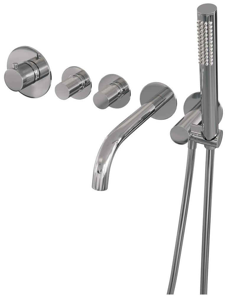 Brauer Chrome Carving inbouw badkraan met staafhanddouche chroom