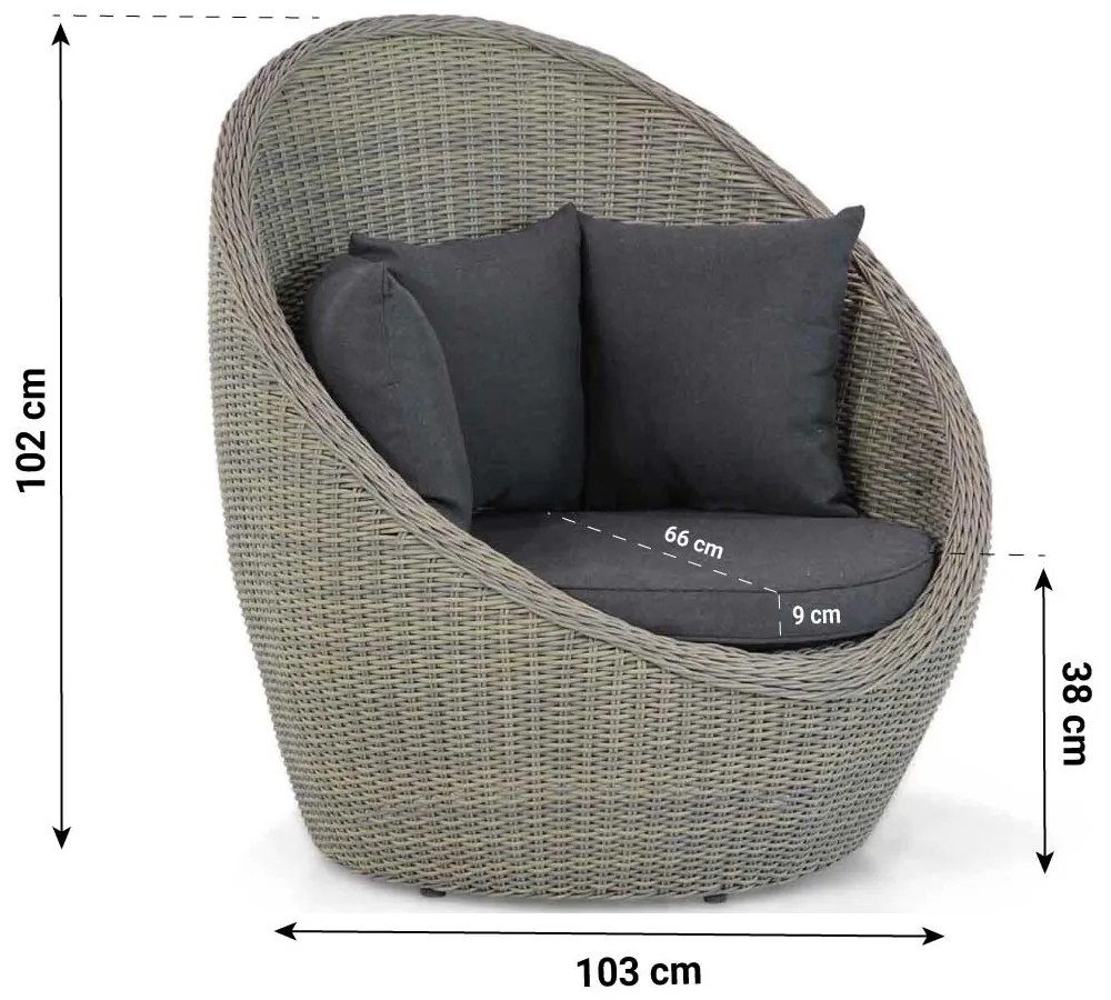 Tuinstoel Wicker Taupe-naturel-bruin Garden Collections Cocoon  kubu