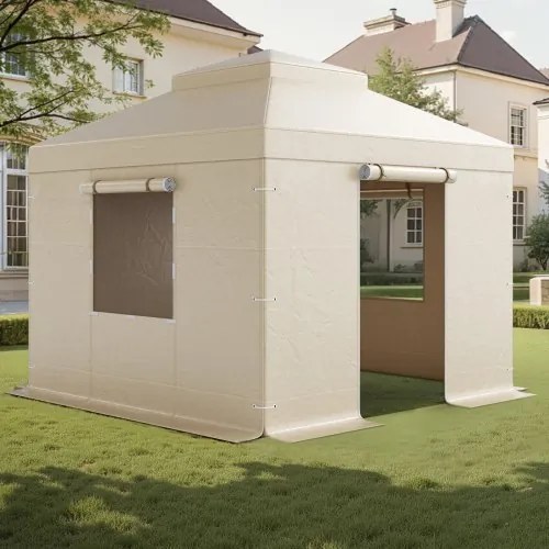 VEVOR Winter Gazebo-hoes, geschikt voor 3,05 x 3,05 m paviljoenen met dubbel dak, vervangende hoes met zijwanden en gaasramen, opslagbeschermhoezen, paviljoenen niet inbegrepen