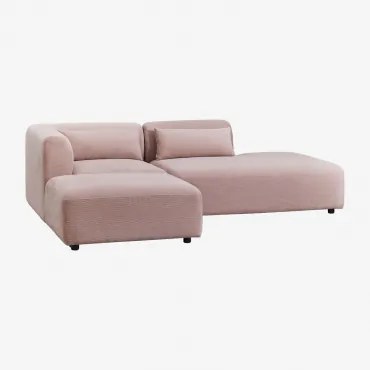 2-delige Modulaire Hoekbank Met Chaise Longue Rechts En Fogler Poef Corduroy Roze Wijn - Sklum