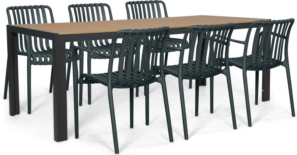 Tuinset 6 personen 205 cm Kunststof Grijs Domani Furniture Alba/Creta