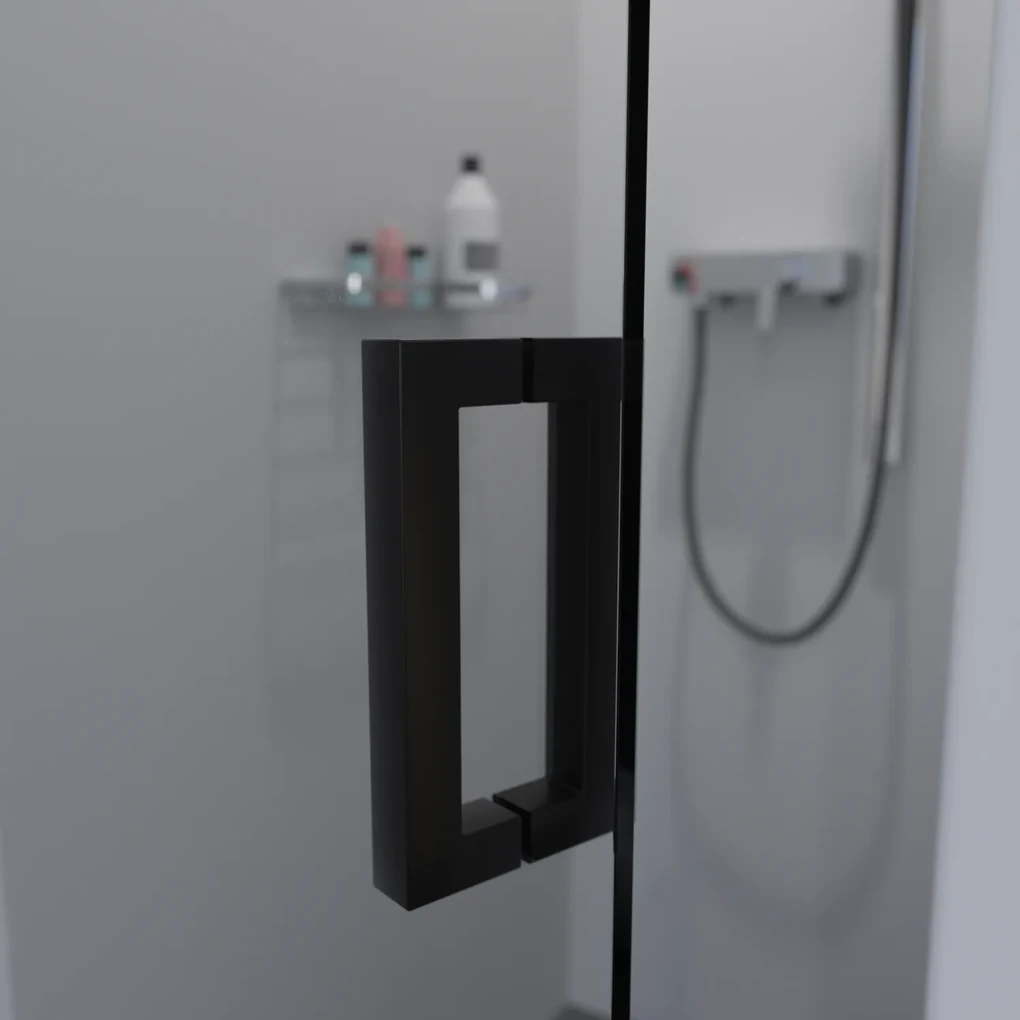 Saniclear Modern profielloze douchedeur 70x200 met zwarte scharnieren