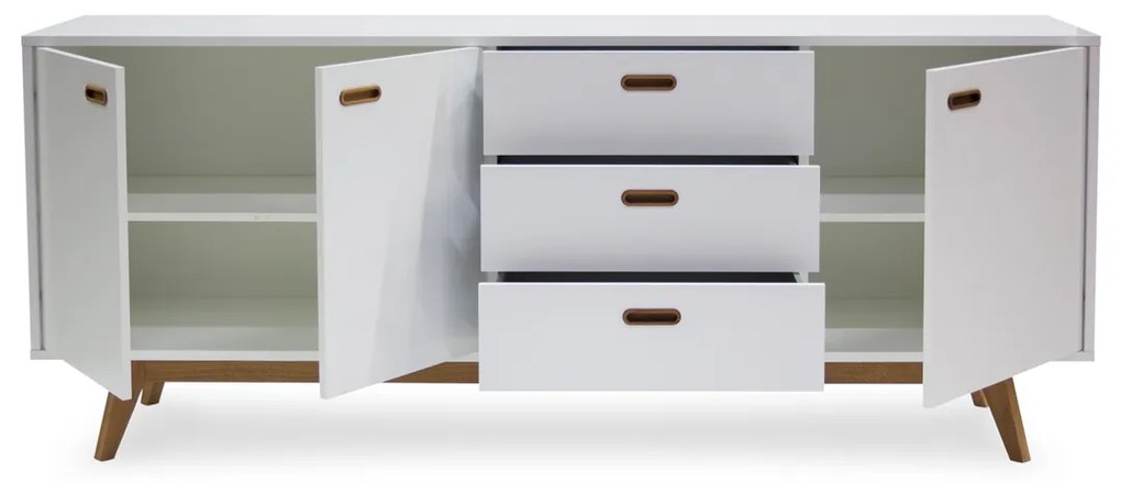 Tenzo Bess Dressoir Mat Wit Met Eiken - 200x43x82cm.